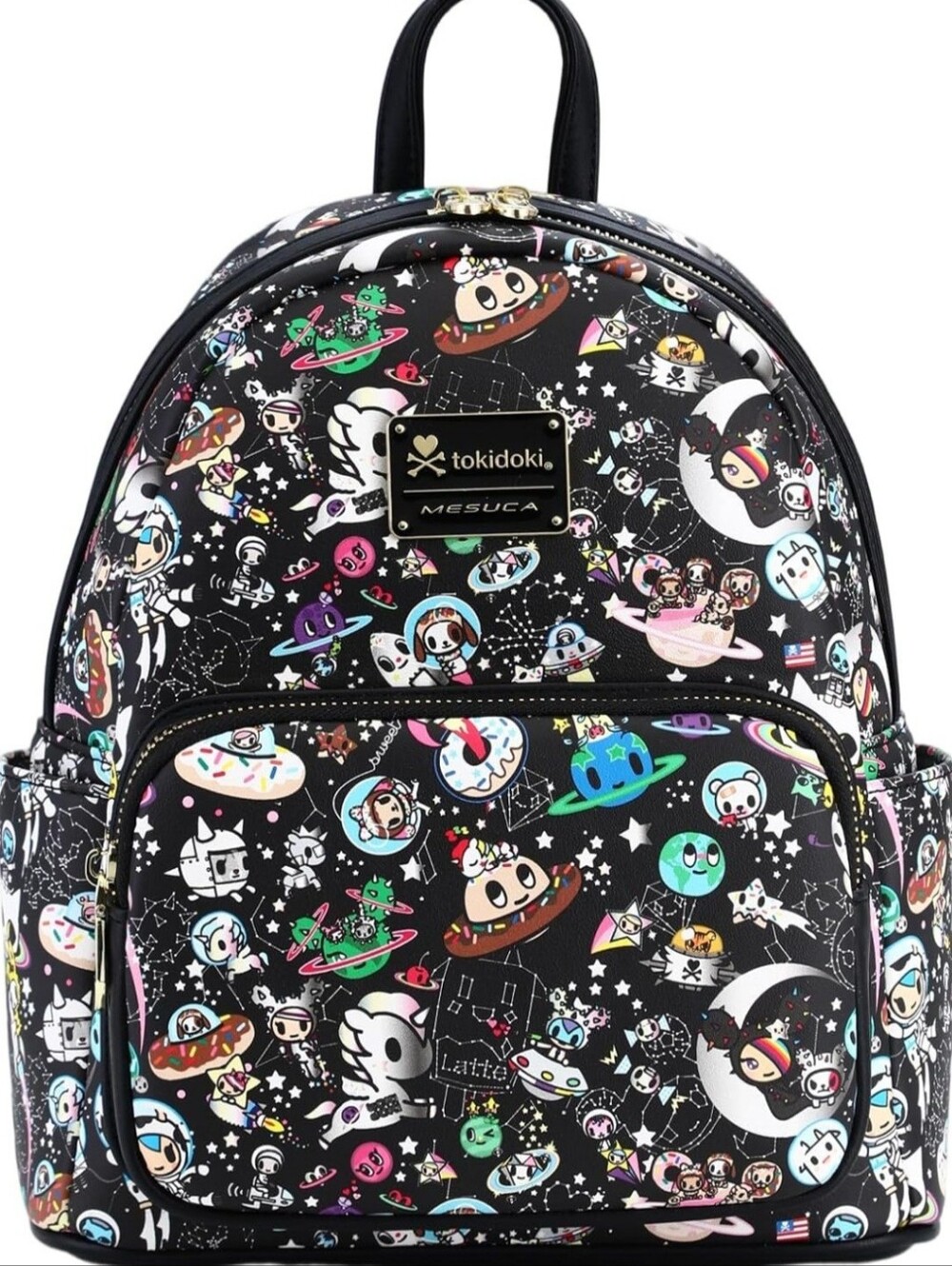tokidoki Black Space Character Mini Leather Backpack